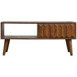 Artisan Furniture Prism Single Door Single Shelf Dark Brown Chestnut Solid Wood Sliding Media Unit - thumbnail 3