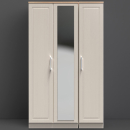 Crowndale Kent 3 Door Kashmir Ash and Modern Oak Mirror Wardrobe