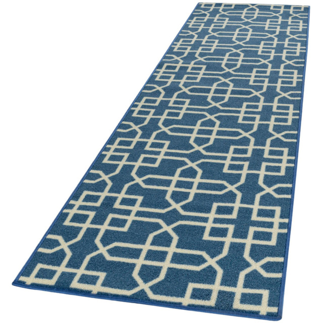 Smart Living Siam Blue and Cream Non-Slip Mat with Gel Backing 67 x 220cm - image 1