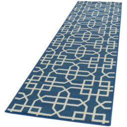 Smart Living Siam Blue and Cream Non-Slip Mat with Gel Backing 67 x 220cm