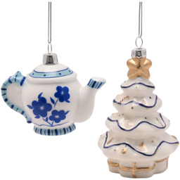 The Seasonal Gift Co Blue and White Delicate Hanging Decoration 2 Piece