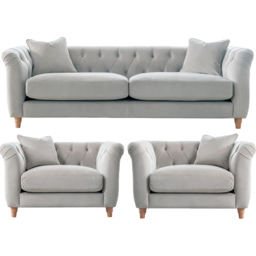 Elsie Chesterfield Chalk Plush Velvet 5 Seater Sofa Suite - thumbnail 2