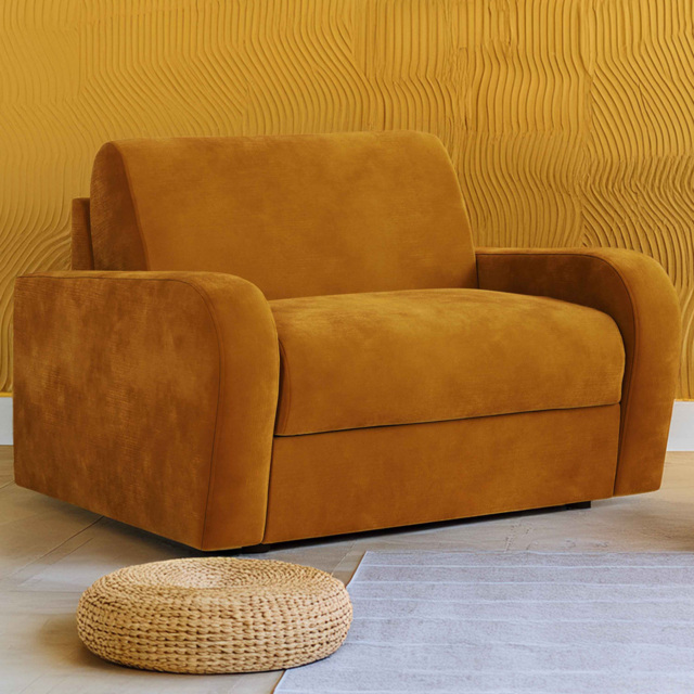 Jay-Be Deco Luxe Velvet Saffron Snuggler Sofa Bed with e-Sprung Mattress - image 1