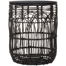 Premier Housewares Arles Black Rattan Round Side Table - thumbnail 2