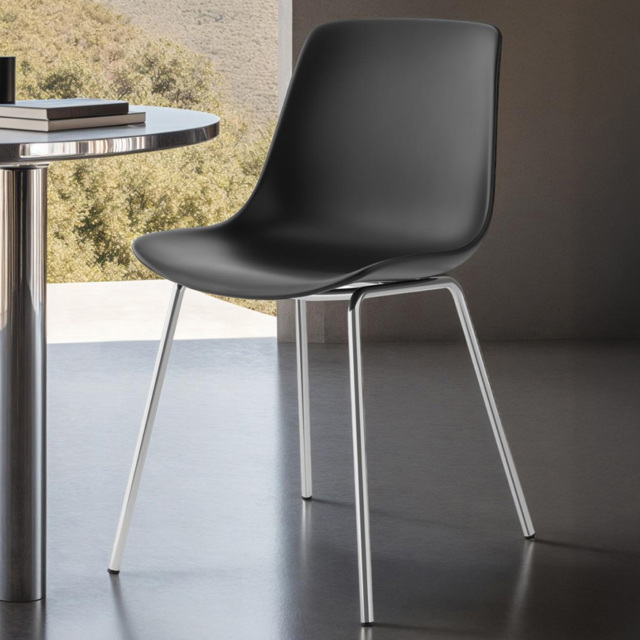 tectake Mave Black and Chrome Ergonomic High Backrest Dining Chair Set of 2 - image 1