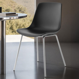 tectake Mave Black and Chrome Ergonomic High Backrest Dining Chair Set of 2