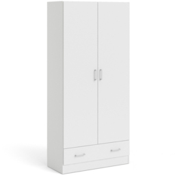 Florence Space Single Drawer 2 Door White Wardrobe - thumbnail 2