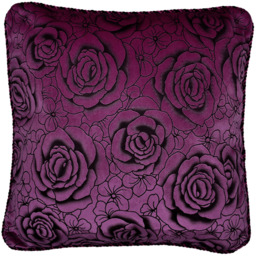 Intimates Flock Rose Aubergine Filled Cushion 43 x 43cm 2 Pack