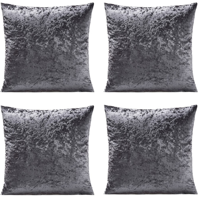 Alan Symonds Crushed Velvet Charcoal Cushion with Polyester Filled Pad 45 x 45cm 4 Pack