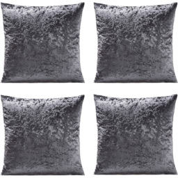 Alan Symonds Crushed Velvet Charcoal Cushion with Polyester Filled Pad 45 x 45cm 4 Pack