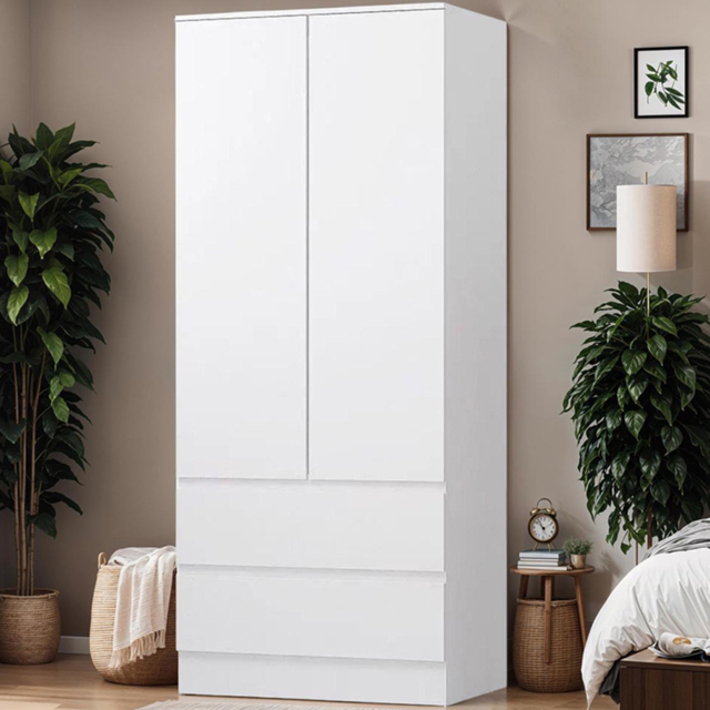 FWStyle Stora 2 Door 2 Drawer Matt White Wardrobe - image 1