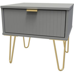 Crowndale Single Drawer Dusk Grey Bedside Table - thumbnail 2