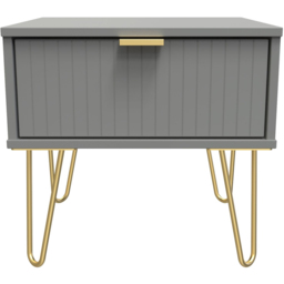 Crowndale Single Drawer Dusk Grey Bedside Table - thumbnail 3