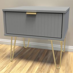 Crowndale Single Drawer Dusk Grey Bedside Table - thumbnail 1