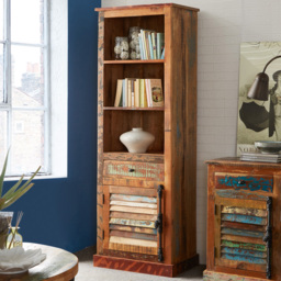 Brooklyn Camea Single Door Single Drawer 3 Shelf Wooden Narrow Bookcase