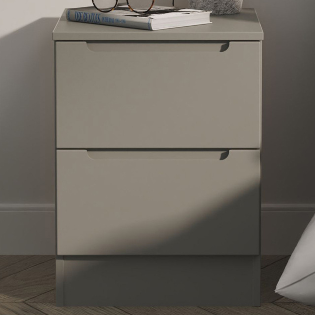 Crowndale Milan Dusk Grey 2 Drawer Compact Bedside Cabinet Ready Assembled - image 1