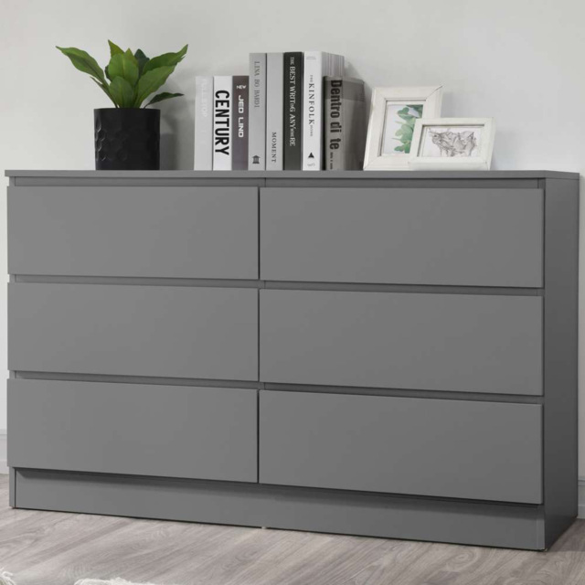 Oslo 6 Drawer Grey Chest of Drawers - image 1