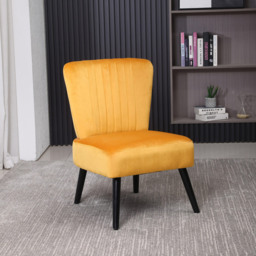 Neo Mustard Yellow Velvet Shell Accent Chair with Black Legs - thumbnail 3