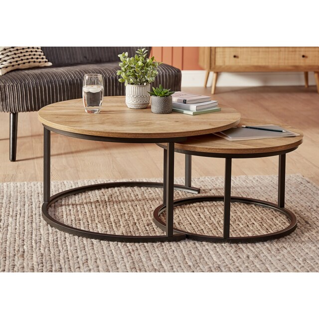 Kubu Wood Round Coffee Table Nest