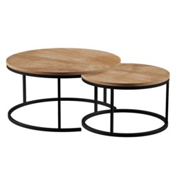 Kubu Wood Round Coffee Table Nest - thumbnail 2