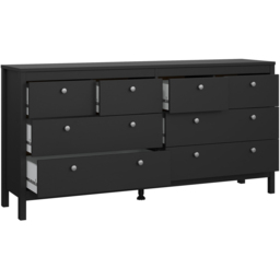Florence Madrid 8 Drawer Matt Black Double Dresser - thumbnail 4