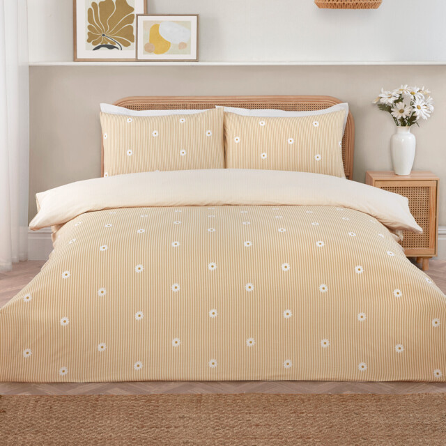 Daisy Stripe Duvet Set Yellow Single - image 1