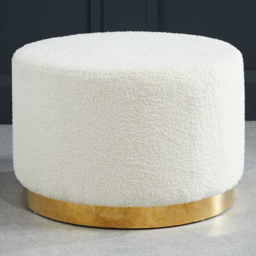 Lara White Ted Fabric Large Pouffe