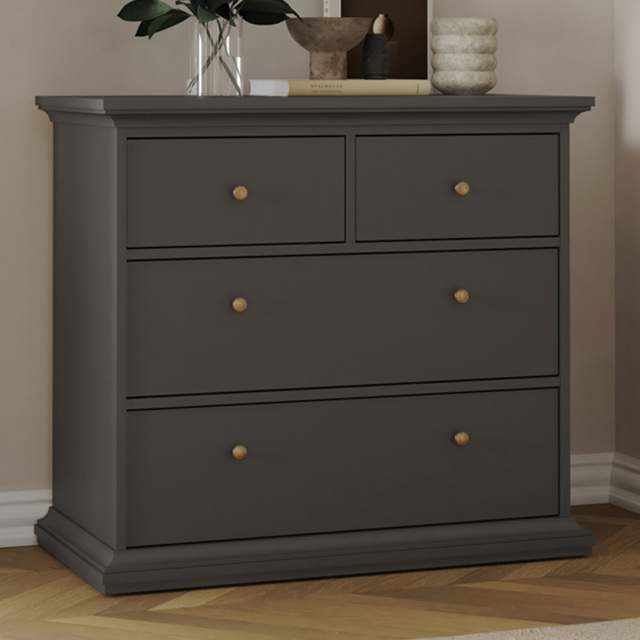 Florence Paris 4 Drawer Matt Grey Chest of Drawers - image 1