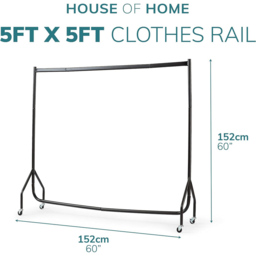 House of Home Superior Heavy Duty Black Clothes Rail 5 x 5ft - thumbnail 4