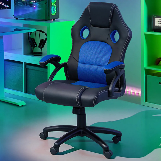 tectake Tyson Black and Blue Gaming Chair - image 1