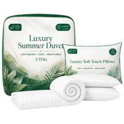 Opulent Home White King Size Striped Summer Duvet Set 3 Tog - thumbnail 1