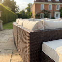 Artemis Home Oliena 8 Seater Brown Rattan Small U-Shaped Modular Garden Furniture Set - thumbnail 3