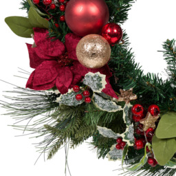 Traditional Christmas Bauble Poinsettia Wreath - thumbnail 2