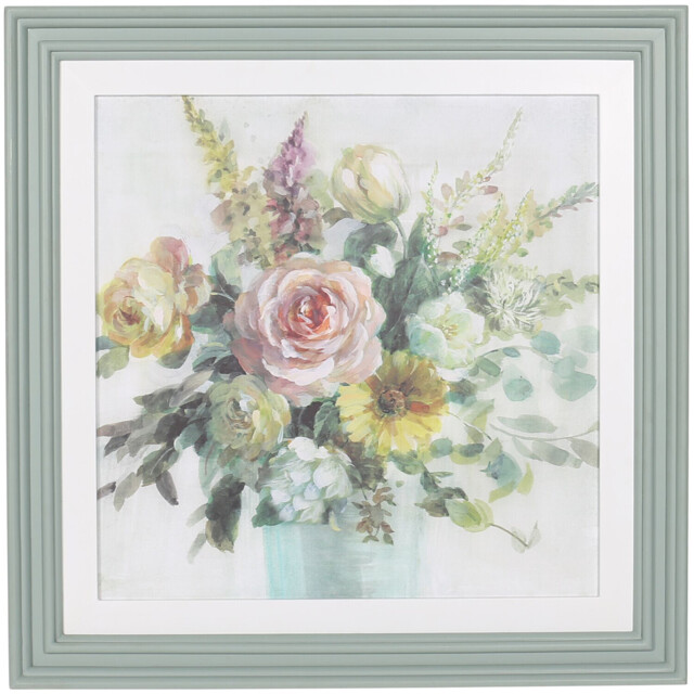 Multicolour Vintage Bouquet Framed Wall Art 70 x 70cm - image 1