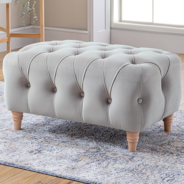 Chalk Velvet Footstool - image 1