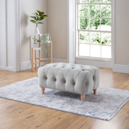 Chalk Velvet Footstool - thumbnail 4