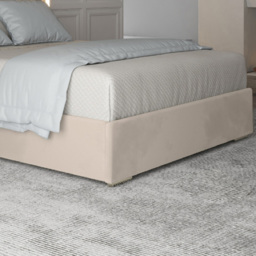 Alison Silver Small Double Velvet Upholstered Metal Bed Frame with Panelled Headboard - thumbnail 4