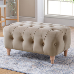 Elsie Putty Plush Velvet Footstool