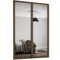 Spacepro Shaker 2 Door Walnut Frame Mirror Sliding Wardrobe Kit 1145mm - thumbnail 1