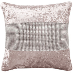 Intimates Diamonte Crushed Velvet Blush Pink Filled Cushion 43 x 43cm 2 Pack