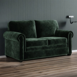 Jay-Be Heritage 2 Seater Luxe Velvet Bottle Green Sofa Bed with e-Pocket Mattress - thumbnail 1