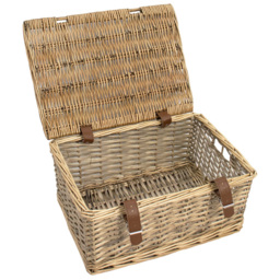 JVL Small Natural Willow Wicker Storage Hamper Basket - thumbnail 3