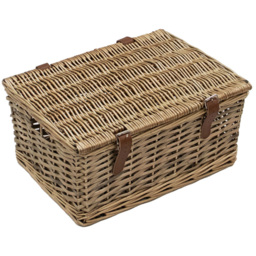 JVL Small Natural Willow Wicker Storage Hamper Basket - thumbnail 1