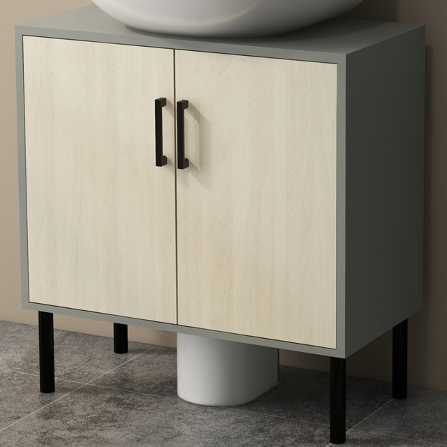 Kleankin 2 Door Wood Effect Under Sink Cabinet - image 1