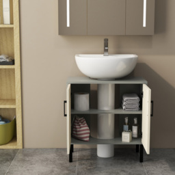 Kleankin 2 Door Wood Effect Under Sink Cabinet - thumbnail 4