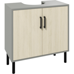 Kleankin 2 Door Wood Effect Under Sink Cabinet - thumbnail 2