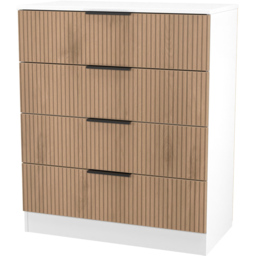 Crowndale Java Slatted Effect White 4 Drawer Chest of Drawers Ready Assembled - thumbnail 4