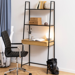 Florence Seaford Single Drawer 3 Shelf Oak and Black Bookcase