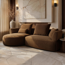 SOLACE+CO Lia 2 Seater Brown Chenille Large Sofa - thumbnail 1