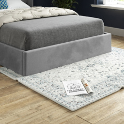 Rana Double Grey Soft Velvet Upholstered Bed Frame with Curved Top Winged Headboard - thumbnail 4